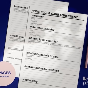 Home Elder Care Agreement Template: Printable Contract (PDF & Word)