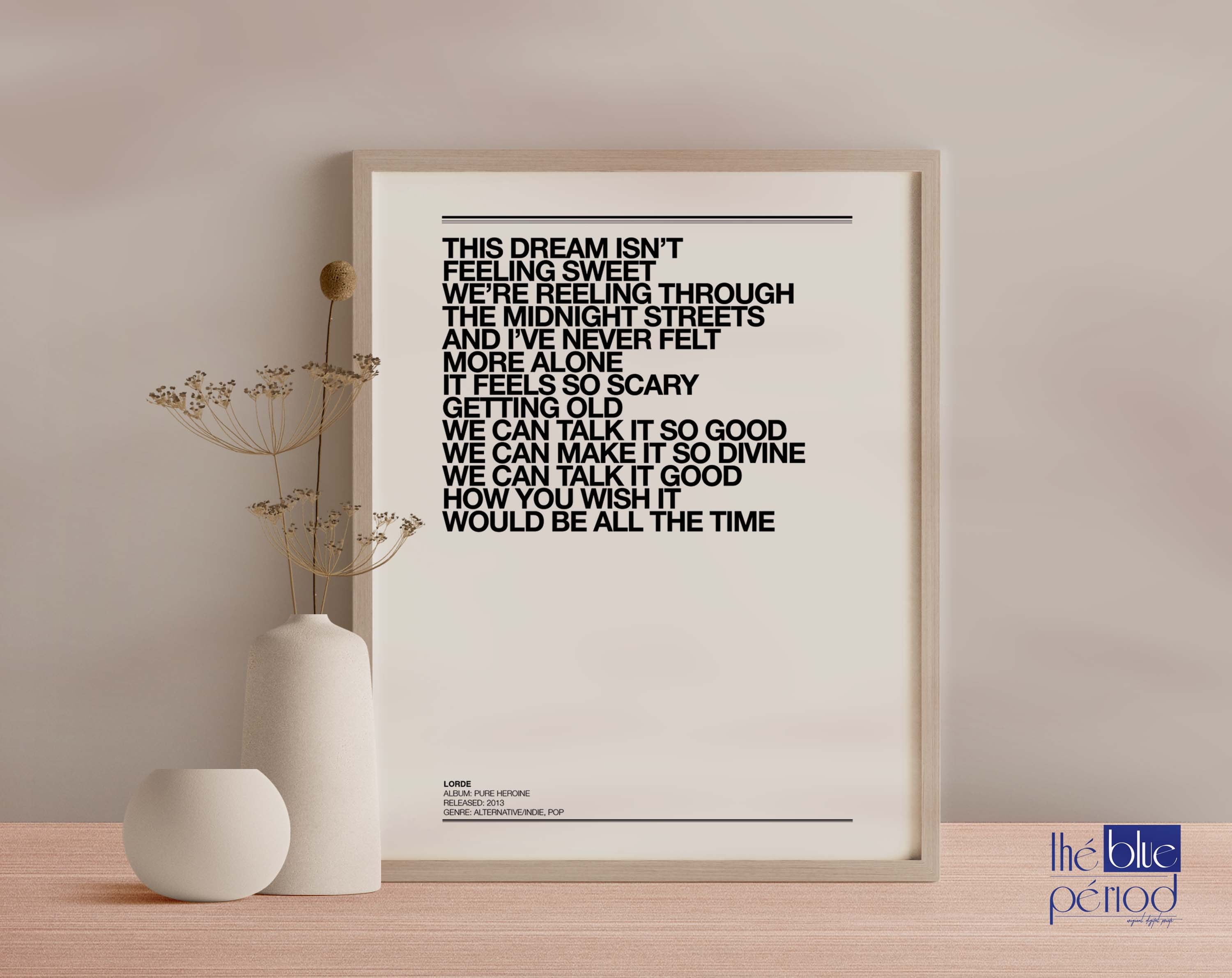 Lorde Poster Ribs Lyrics Digital Wall Art Etsy