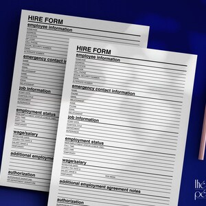 Printable HR Hire Form PDF - Etsy