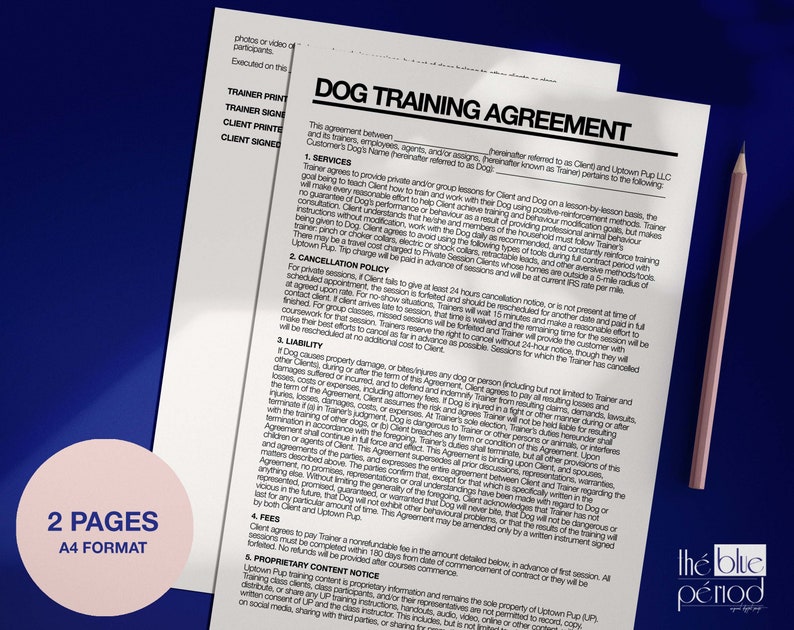 Editable Dog Training Agreement Etsy Editable Dog Training Agreement Etsy