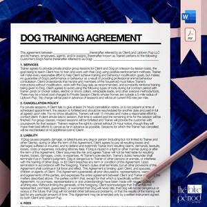 Editable Dog Training Agreement