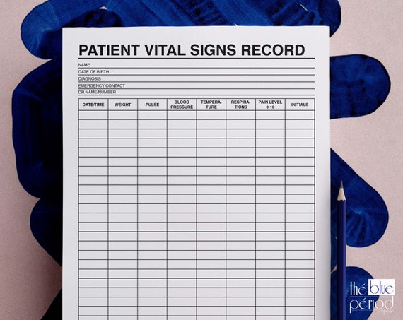 Nurse Patient Vital Signs Record Sheet PDF - Etsy