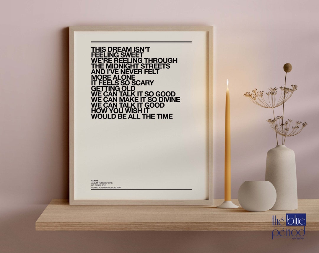 Lorde Poster Ribs Lyrics Digital Wall Art Etsy