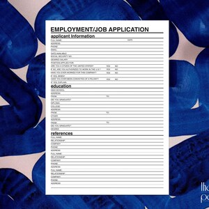 Printable Employment Application | Etsy