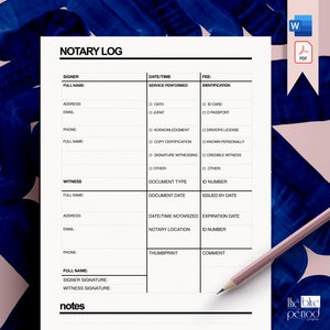 Editable Notary Log Form