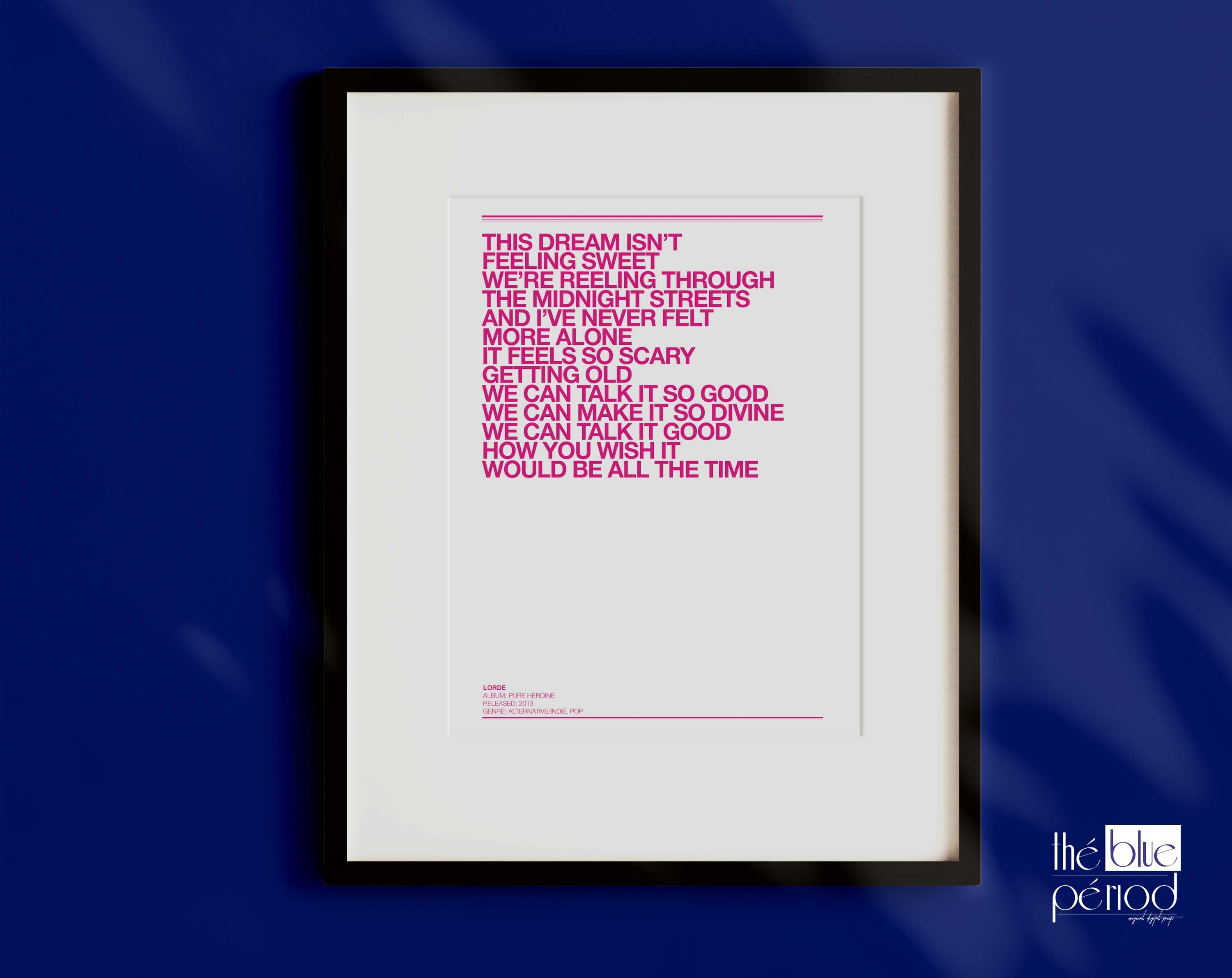 Lorde Poster, Ribs Lyrics Etsy