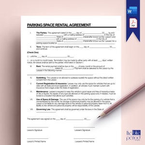 Editable Parking Space Rental Agreement
