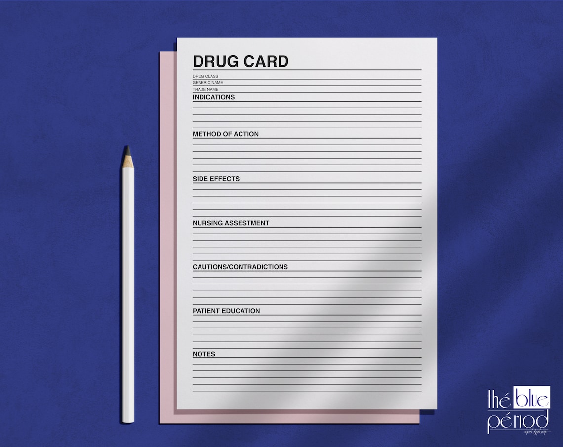 Pharmacology Printable Drug Cards Template Printable Drug Etsy