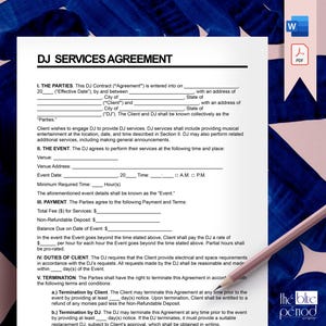 Editable DJ Service Agreement, Editable DJ contract