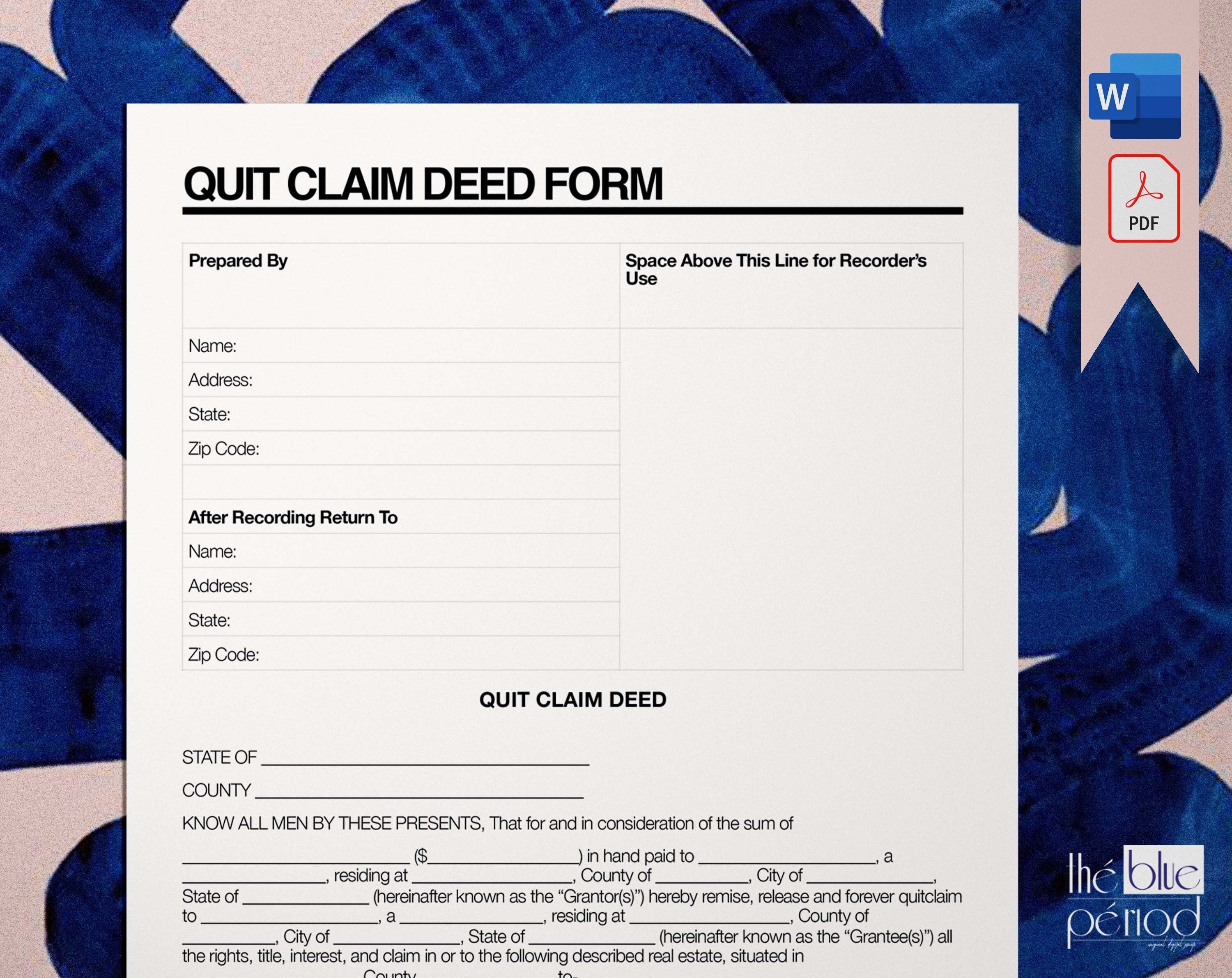 Editable Quit Claim Deed Form Etsy