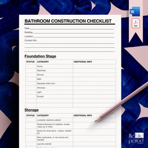 Editable Bathroom Construction Checklist