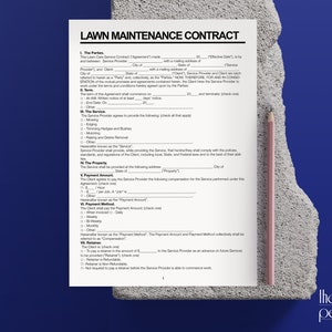 Editable Lawn Maintenance Contract Etsy