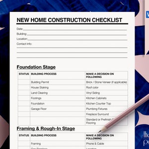 Editable New Home Construction Checklist - Etsy