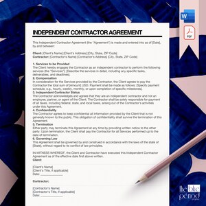 Editable Contractor Agreement