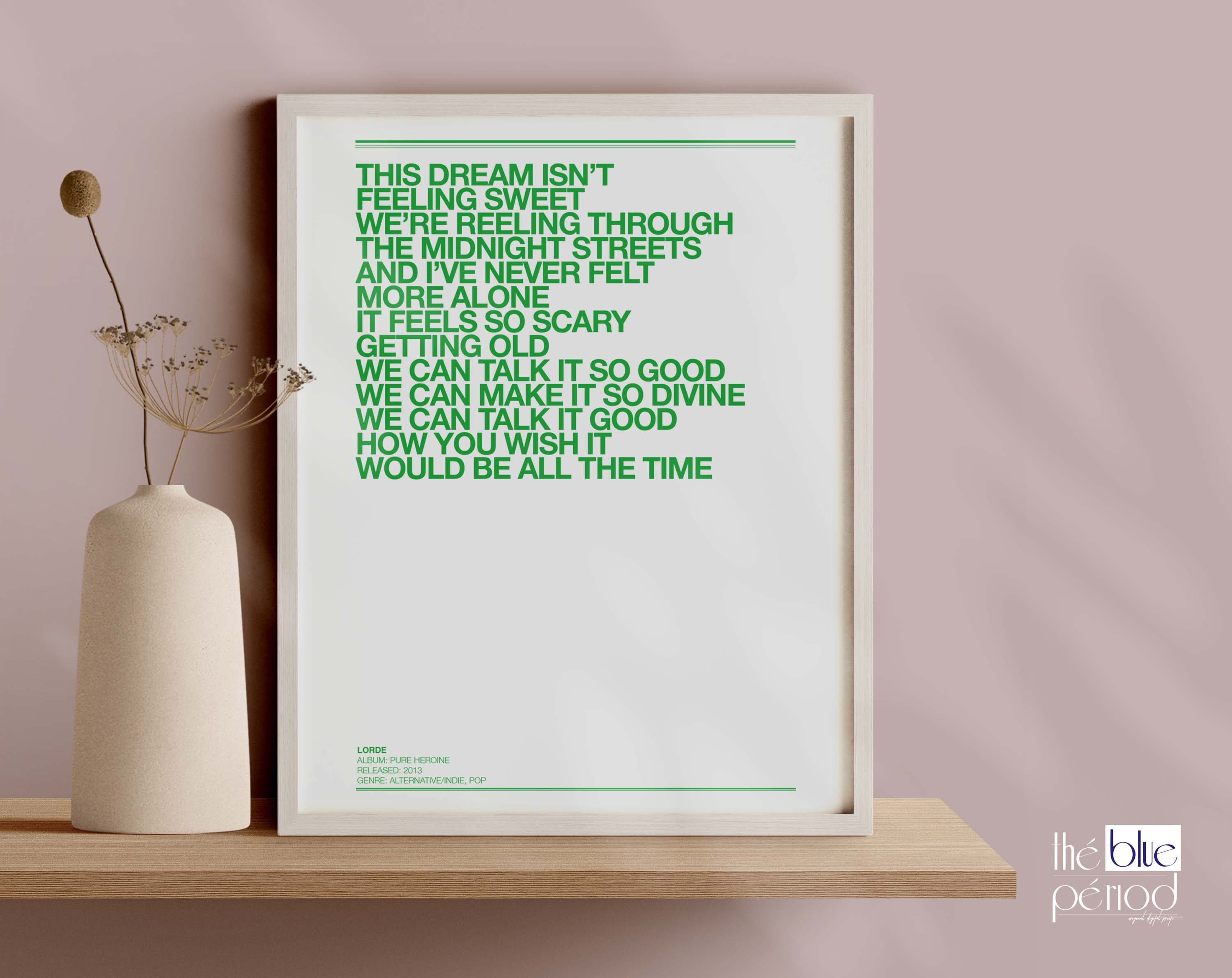 Lorde Poster, Ribs Lyrics Etsy UK