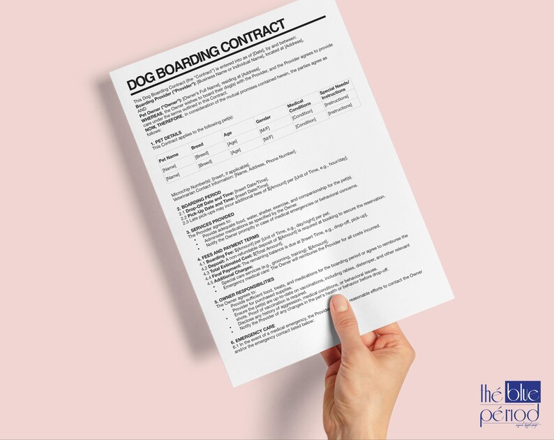 Editable Dog Boarding Contract Template Etsy