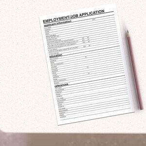 Printable Employment Application - Etsy