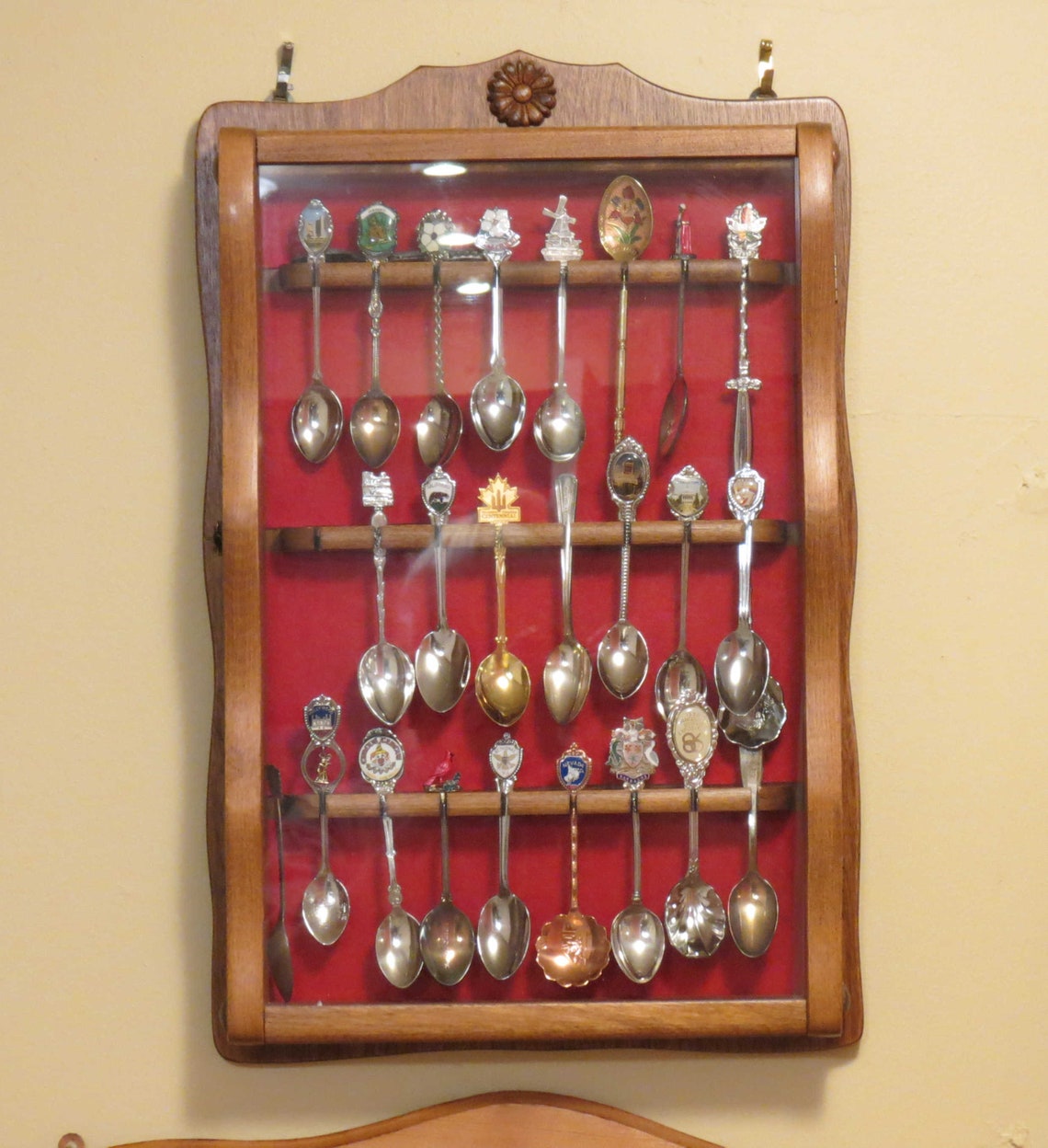Commemorative spoon display cases with glass cover Etsy