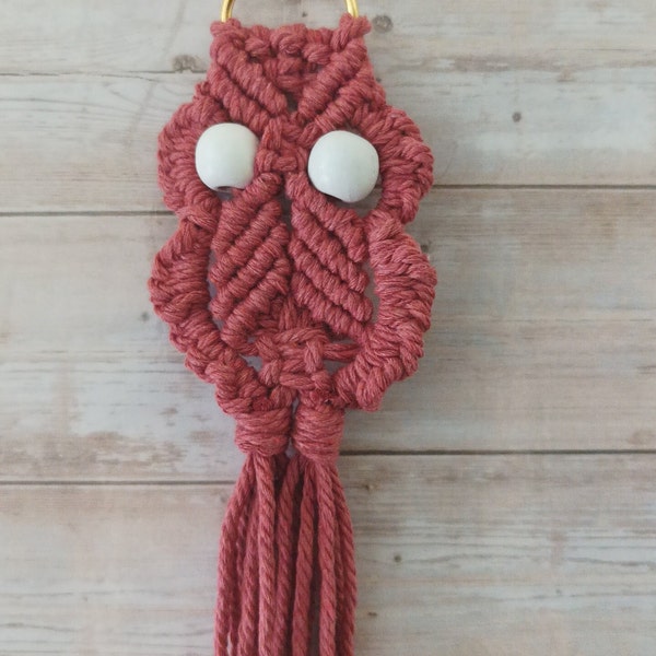 Porte clé hibou rose foncé