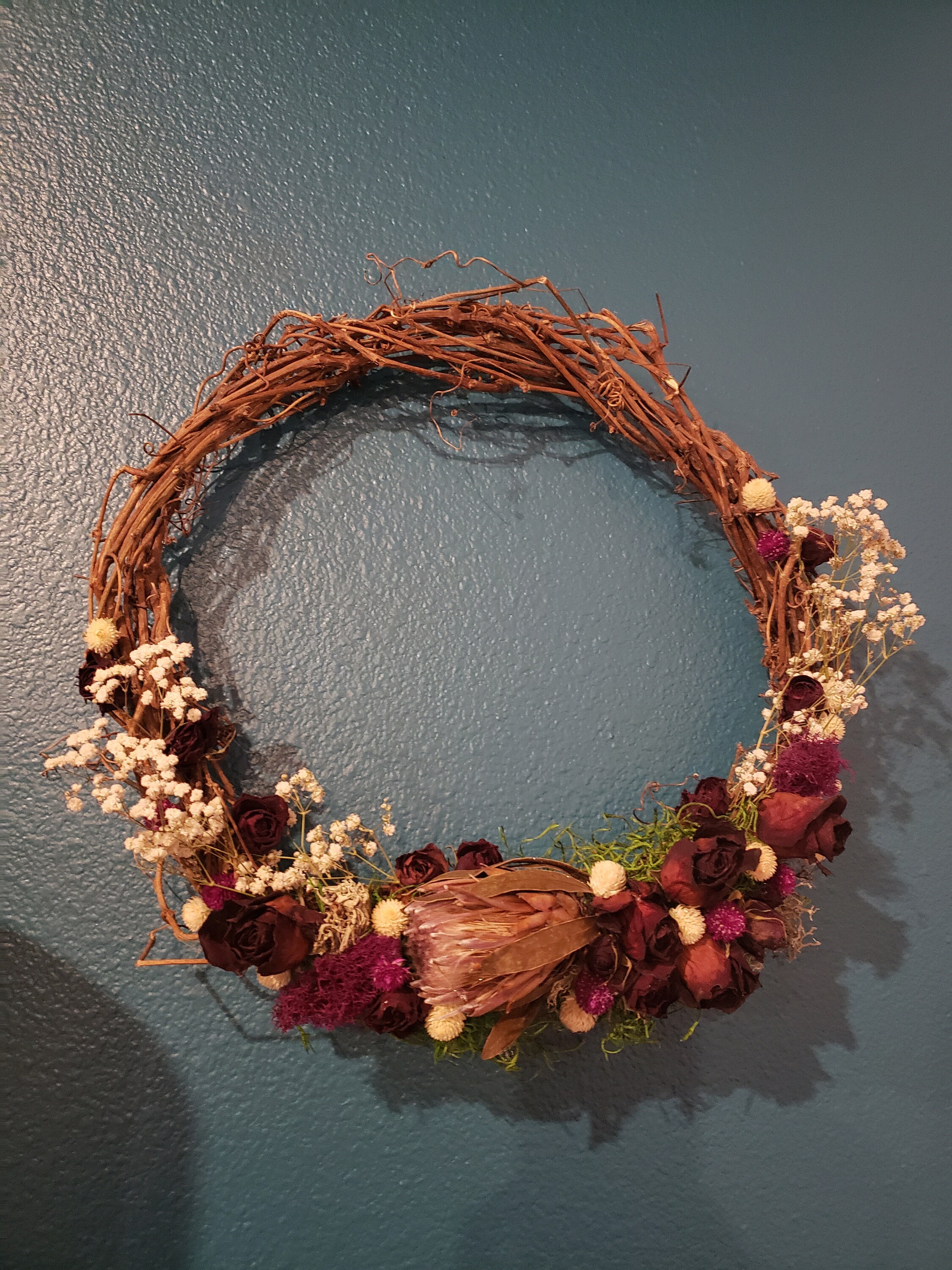Dryed Rose and Straw Flower Wreath Etsy