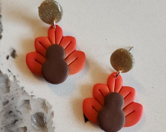 Polymer Clay Earrings | Turkey Earrings | Thanksgiving Earrings | Fall Earrings | Turkey Earrings