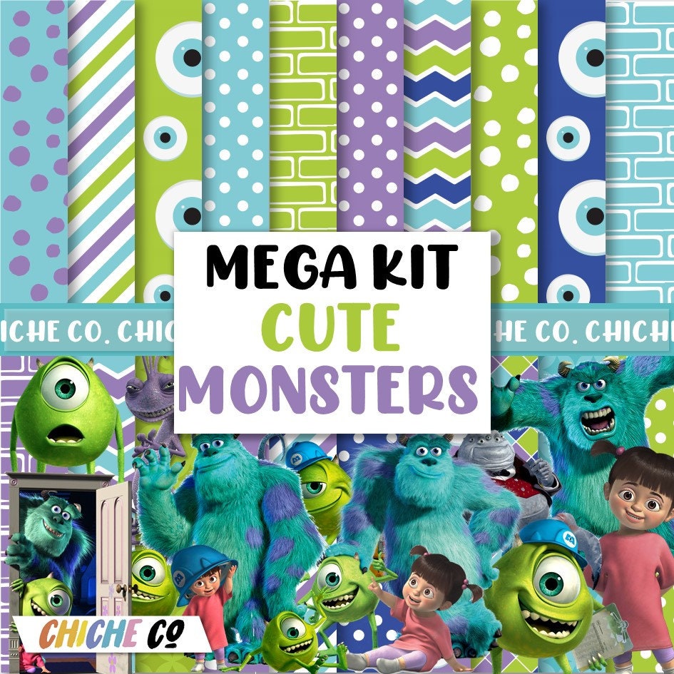 Digital Papers Monsters inc Clipart PNG Scrapbook Instant Etsy