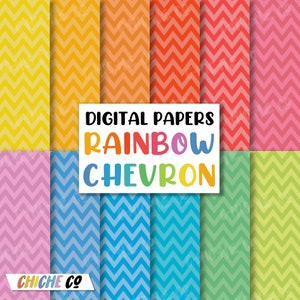 Digital Papers Chevron Zig Zag Scrapbook Paper Craft Classic Chevron Rainbow Multicolor Background Color Invitation