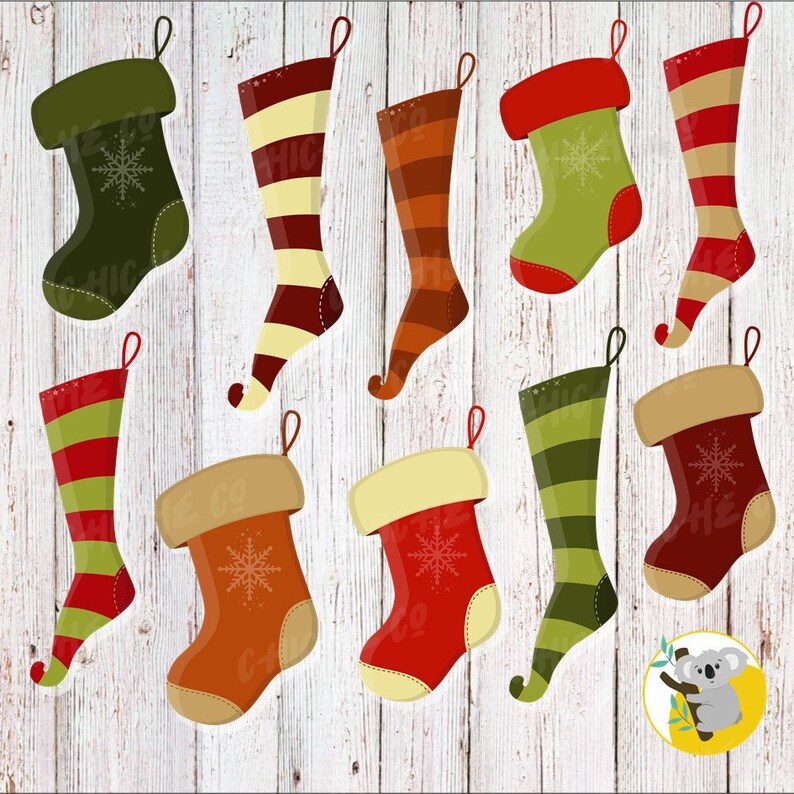 Christmas Vintage Socks Clipart PNG Vector Graphics Clip Art Etsy