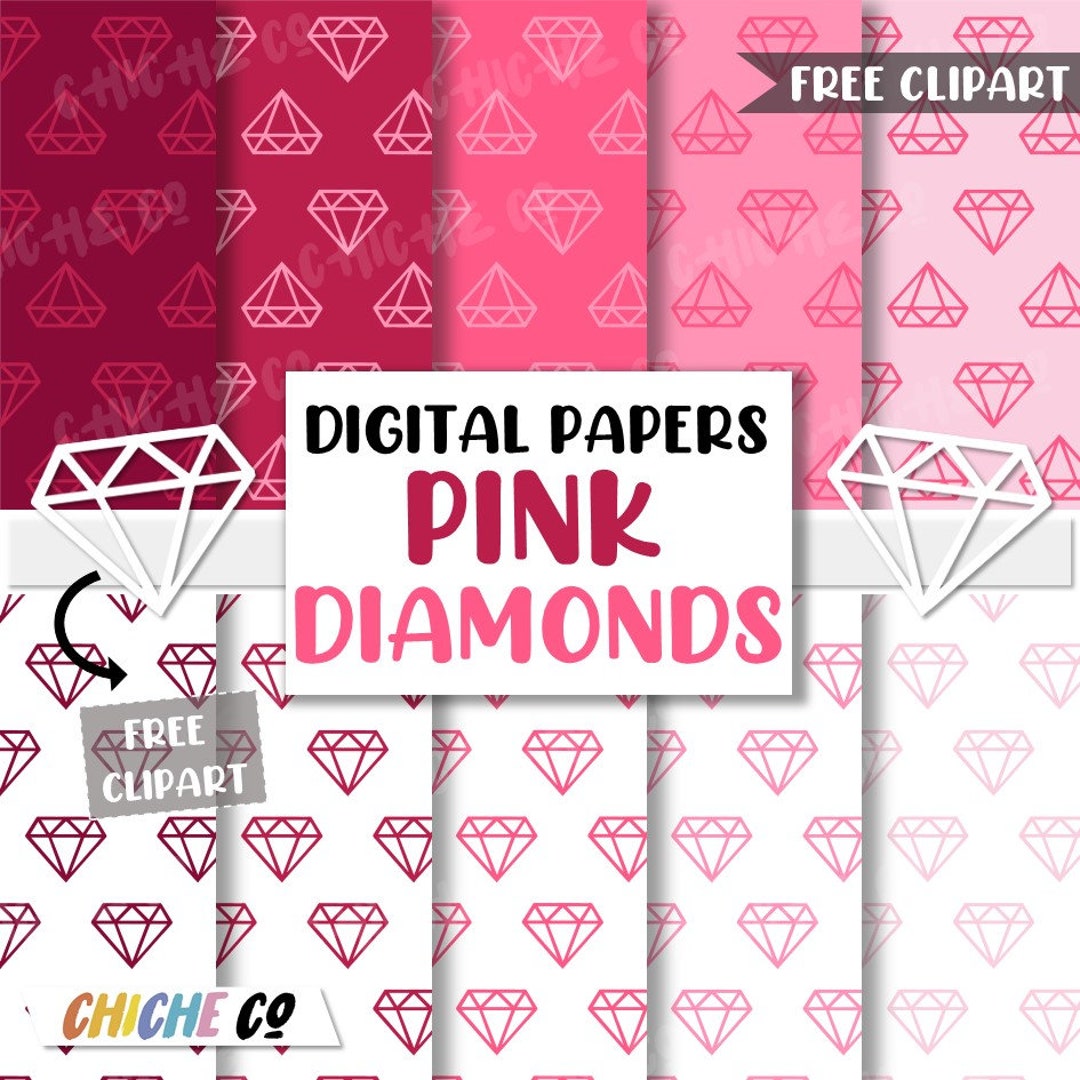 Digital Papers Pink Diamonds Scrapbook Instant Download Pixel ...