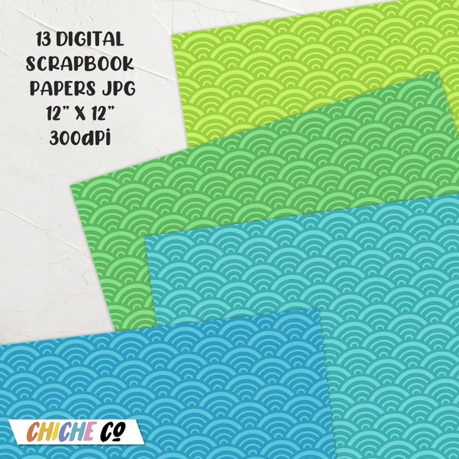 Digital Papers Rainbow Waves Scrapbook Paper Craft Colorful - Etsy
