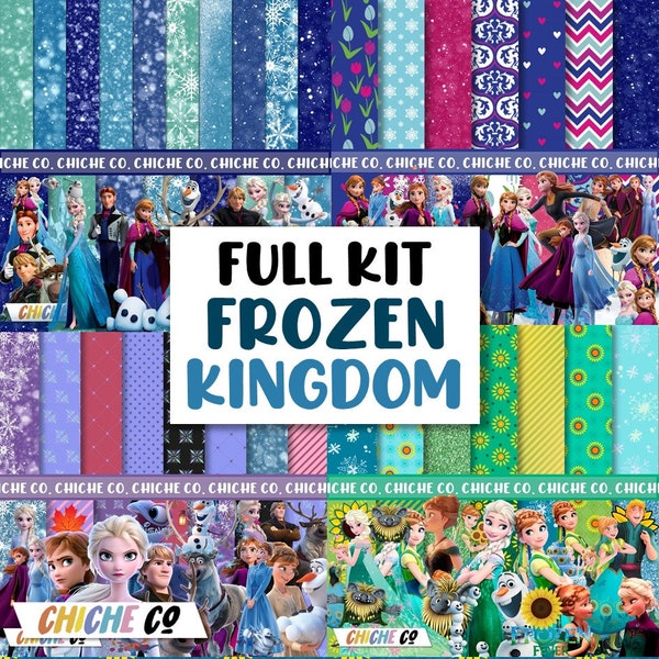 Full Kit Frozen Digital Papers Clipart PNG Scrapbook Instant Download Ready Use Paper Craft Transparent Background Frozen I Fever 2 Coloring