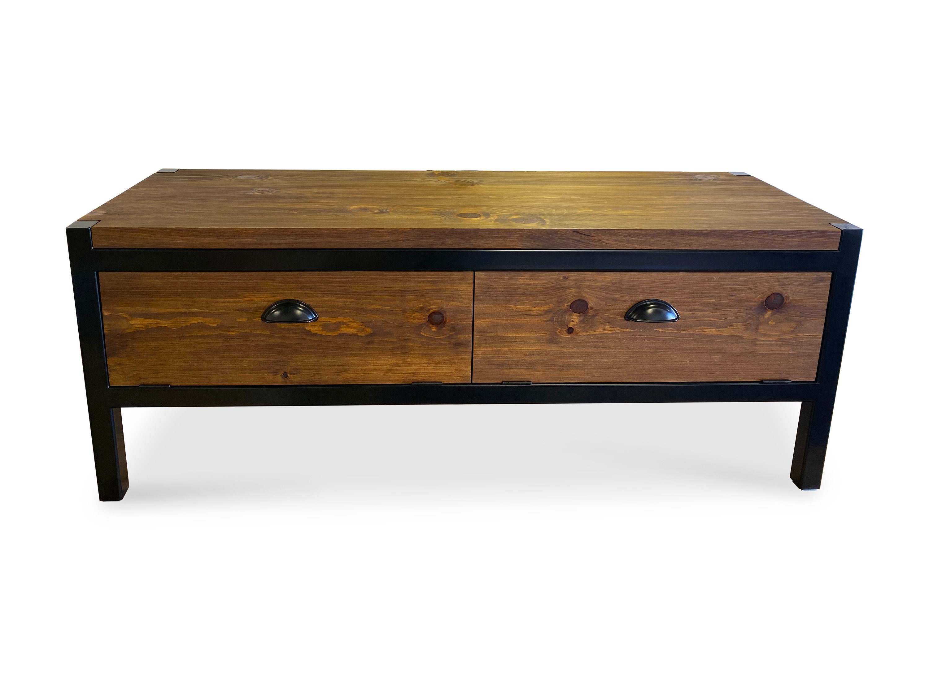 Solid Wood and Metal TV Unit Pine and Steel Media Console Etsy UK