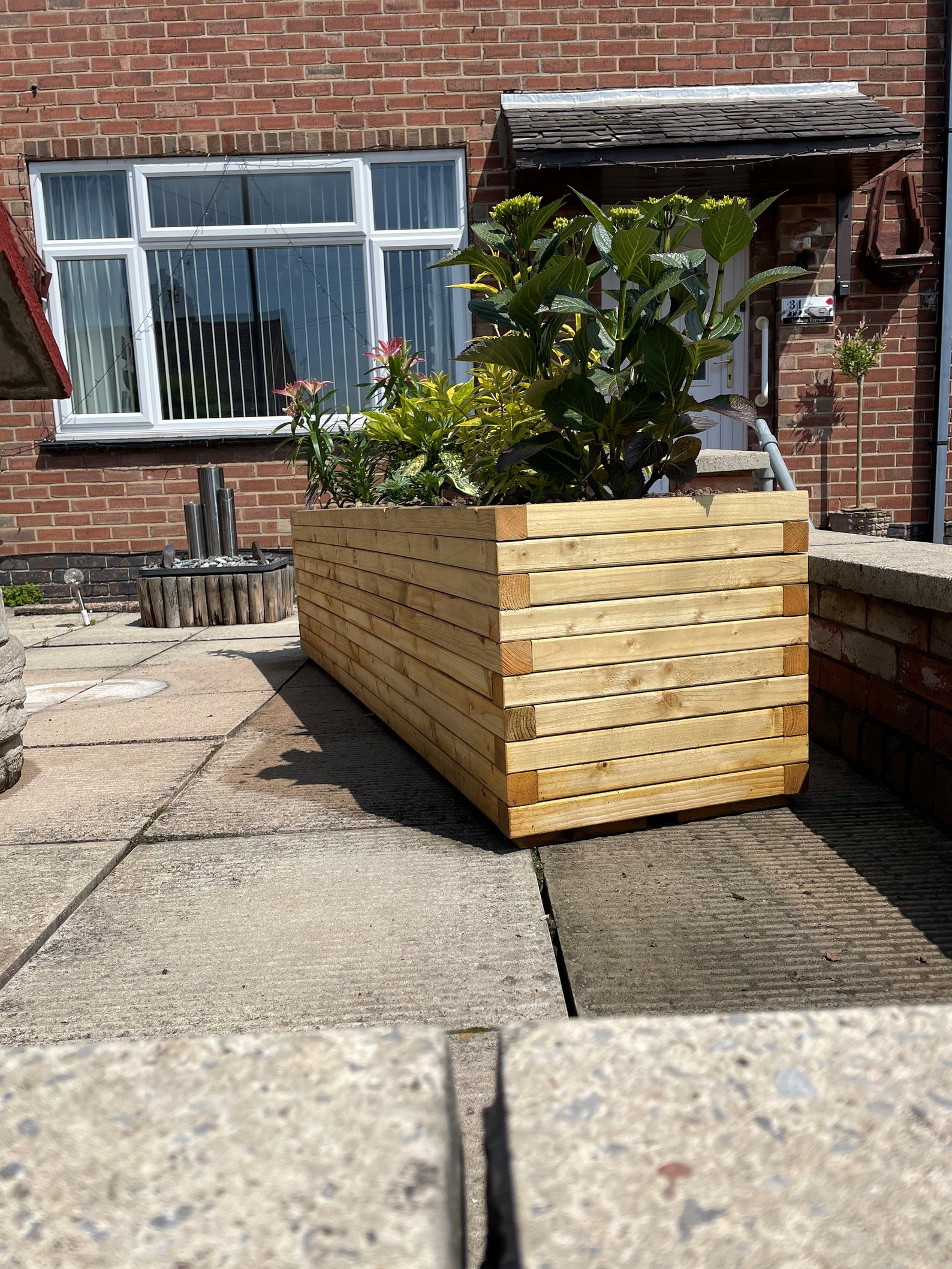 extra large wooden planters for outside