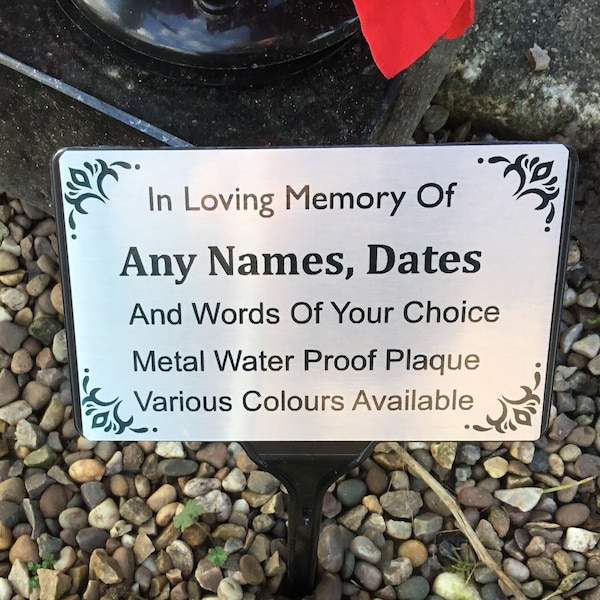 Personalised Memorial Plaque Memory Tree Grave  Plaque Marker Remembrance  Waterproof Ground Spike