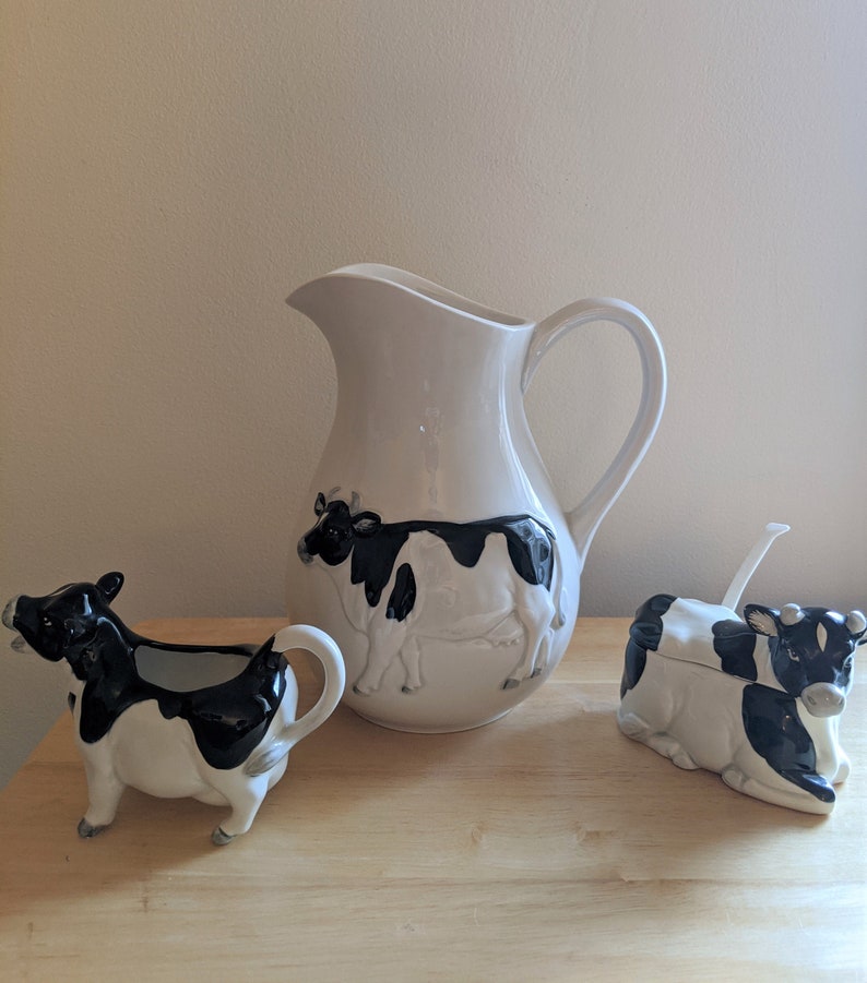 Otagiri Ceramic Cow Set Pitcher Creamer and Sugar Bowl Etsy