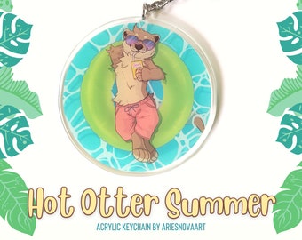 Hot Otter Summer Double Sided Acrylic Keychain