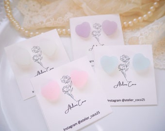 Candy Heart Shaped stud earrings, Kawaii earrings, lightweight, Resin stud earrings | 4 color variations