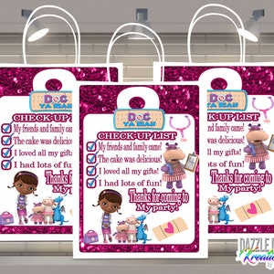 Doc McStuffins Gift Bags/Labels-Doc McStuffins Custom Party Favors-Doc McStuffins Party Bags-Custom Party Bags-Candy Bags-Digital-Printed