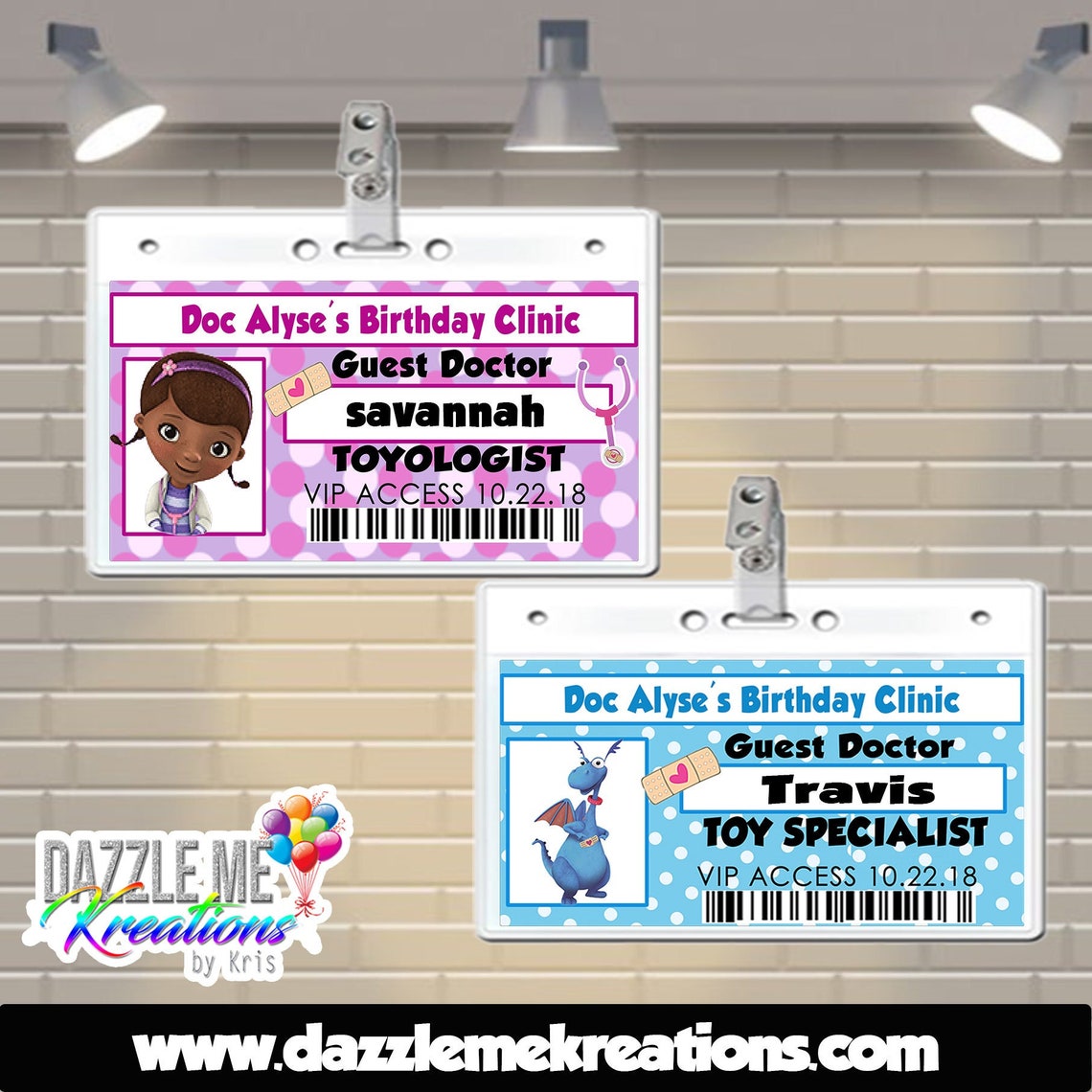 Doc Badges Doc Mcstuffins Party Doc Passes Doc Birthday - Etsy