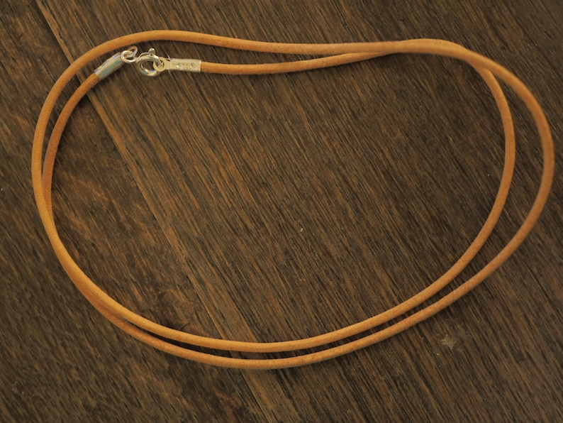 Cordoncino in cuoio naturale, collana 2 mm con chiusura in argento 925 di diverse dimensioni 40-65 cm immagine 7