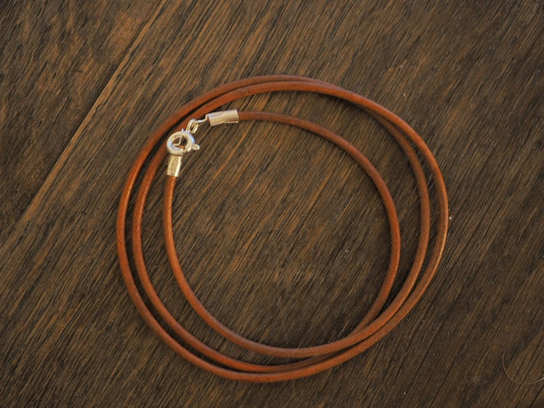 Cordoncino in cuoio naturale, collana 2 mm con chiusura in argento 925 di diverse dimensioni 40-65 cm immagine 1