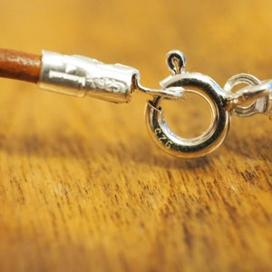 Cordoncino in cuoio naturale, collana 2 mm con chiusura in argento 925 di diverse dimensioni 40-65 cm immagine 3