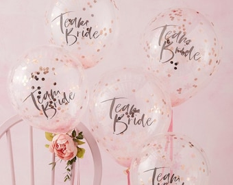 Ballons zum JGA Team Bride Junggesellinnen  Abschied Luftballon Latexballons Deko Konfettiballons rosegold