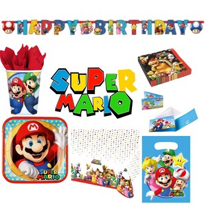 Super Mario Party Kindergeburtstag Partydeko Luigi Prinzessin Gaming Nintendo Super Mario Bros Teller Becher Servietten Tischdeko Einladung