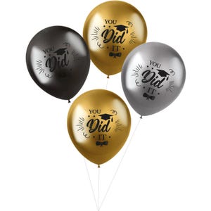 4 Stück Ballon Luftballon Abitur Bachelor Master Studium Luft oder Helium Abschluss Schule Schulabschluss Student Uni Prüfung Führerschein