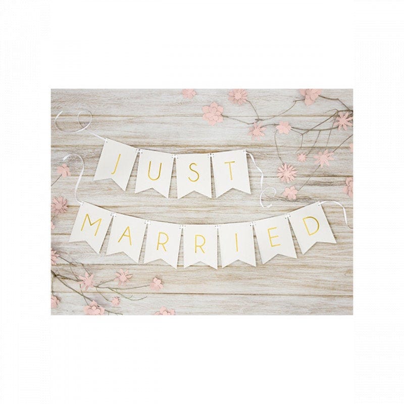 Just Married Hochzeitsbanner & Wimpelkette – Fotokabinen-Requisiten Dekoration Für Brautparty & Hochzeitsfeier
