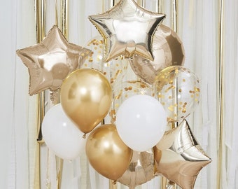 Ballons Ballonset Geburtstag Herz Stern Luftballon Latexballons Deko Konfettiballons gold