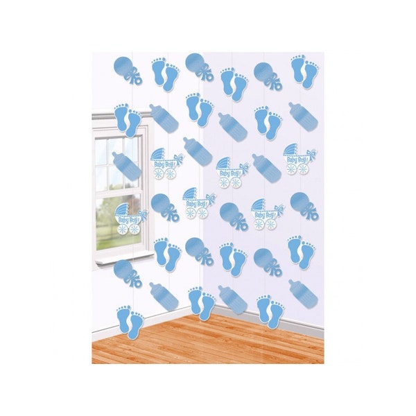 Garlands hanging decoration baby shower in blue / white for a birth or baby shower / baby shower