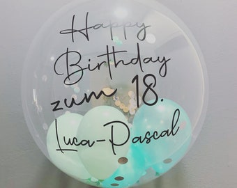 personalisierter Heliumballon zum Geburtstag mit Konfetti