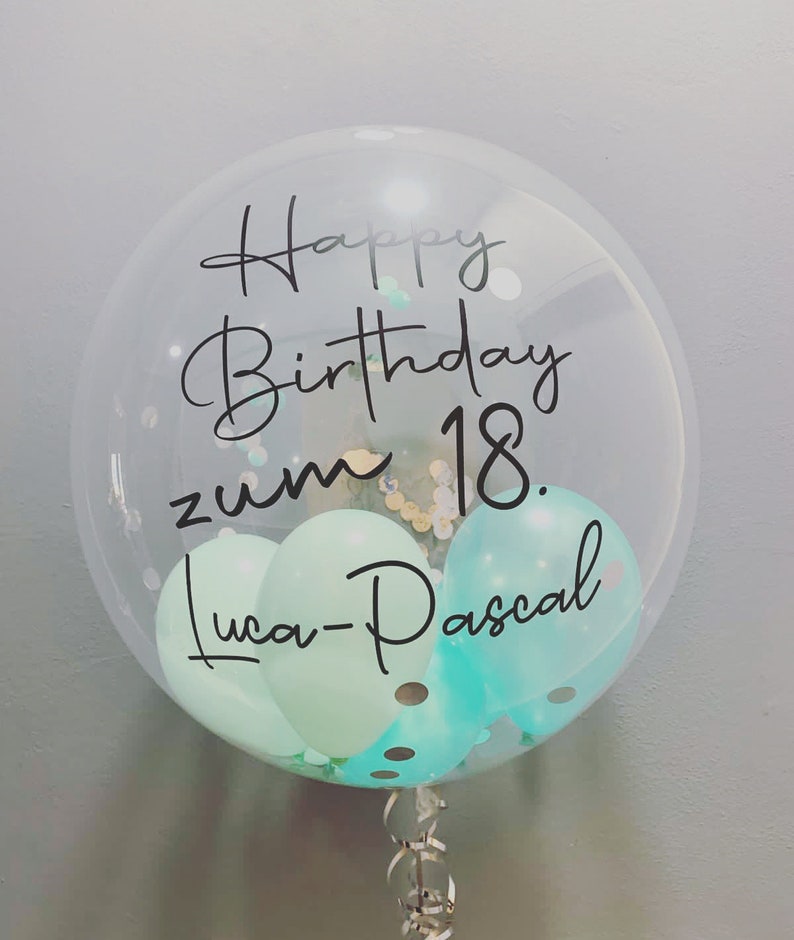 personalisierter Heliumballon zum Geburtstag mit Konfetti Bild 1
